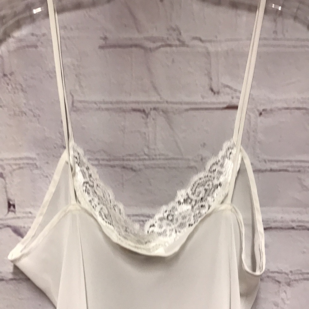 Vintage SLIP Dress Shear w Lace off White by Dentelle Size M - Picture 8 of 15